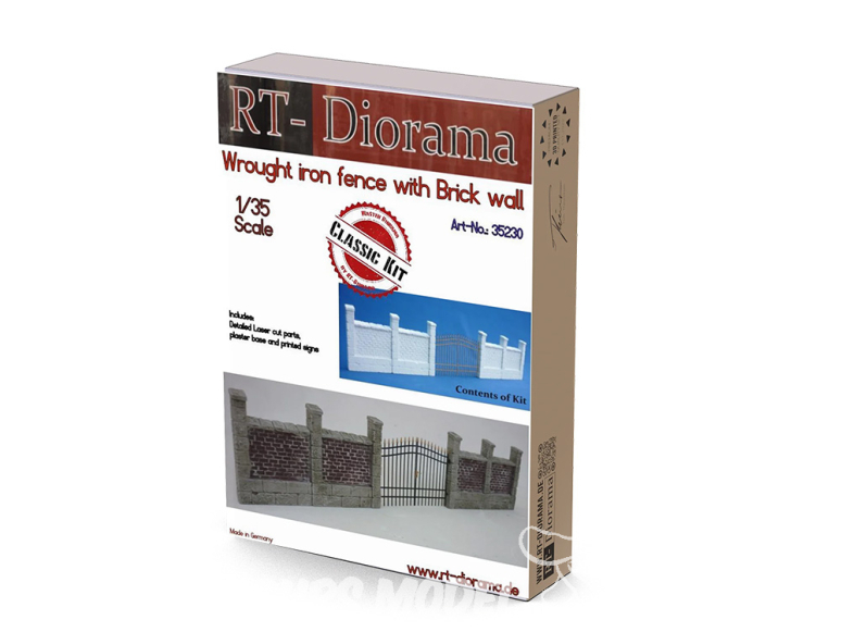 RT-Diorama 35230K Clôture en fer forgé avec mur en briques Céramique 1/35