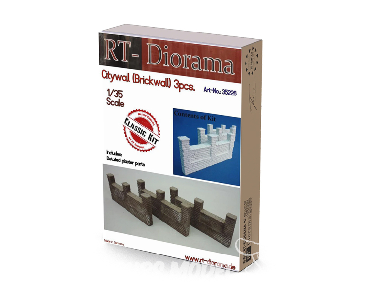 RT-Diorama 35226K Mur de ville (mur de briques) 3 pièces en ceramique 1/35