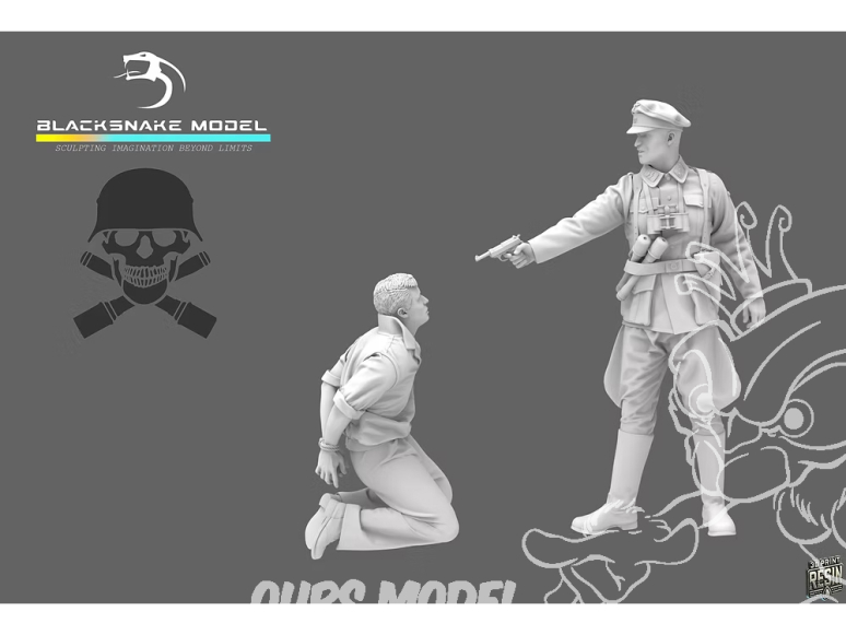 Blacksnake Model figurine Waffen-08-09-72 Officier Allemand Waffen SS Set éxécution figurine 8 & 9 1/72