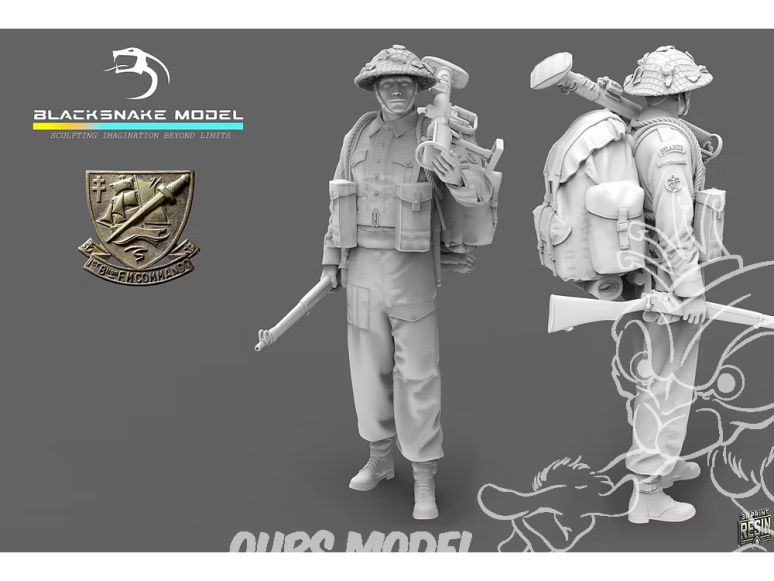 Blacksnake Model figurine K-05-48 Soldat commando Kieffer figurine 5 Fusilier 1/48