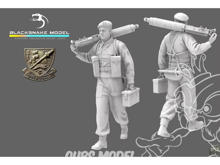 Blacksnake Model figurine K-12-48 Soldat commando Kieffer figurine 12 Mitrailleur Vickers 1/48
