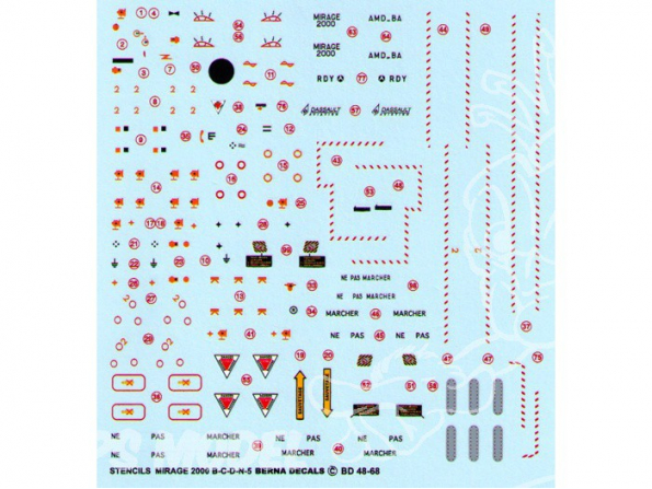 Decalques Berna decals BD48-68 STENCILS & MARKINGS MIRAGE 2000 1/48