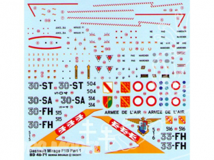 Decalques Berna decals BD48-71 DASSAULT MIRAGE F1 B Partie 1 1/48