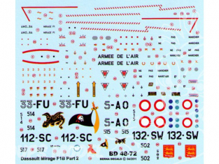 Decalques Berna decals BD48-72 DASSAULT MIRAGE F1 B Partie 2 1/48