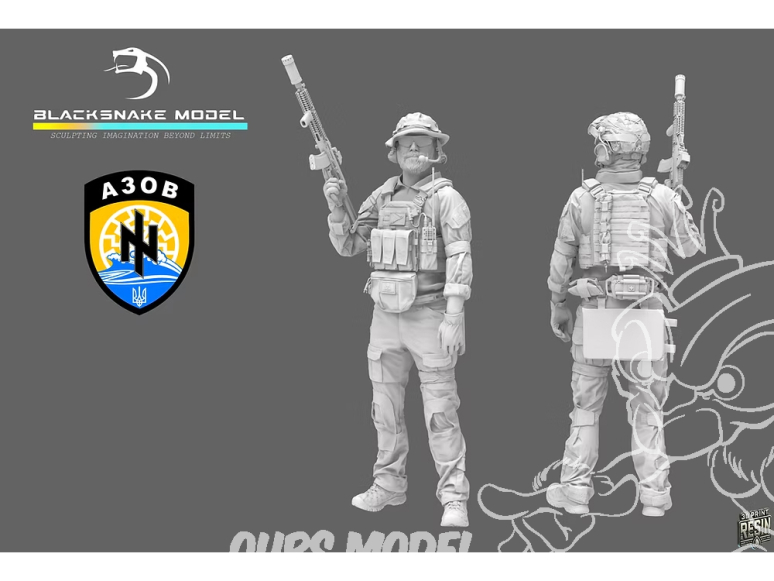 Blacksnake Model figurine UKS-02-48 Soldat Ukrainien AZOV figurine 2 1/48