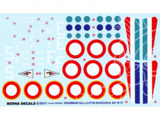 Decalques Berna decals BD48-73 GRUMMAN HELLCAT Armee de l Air en Indochine 1/48