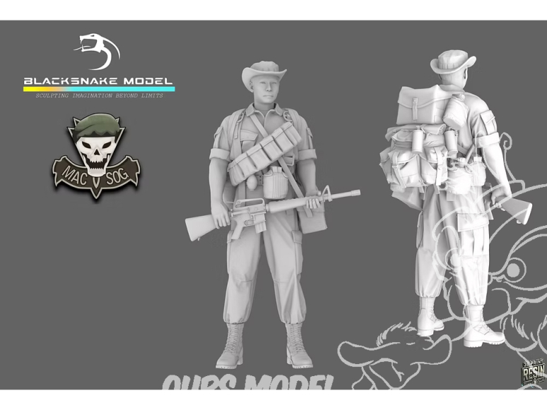Blacksnake Model figurine SOG-02-48 Soldat MACV SOG figurine 2 1/48