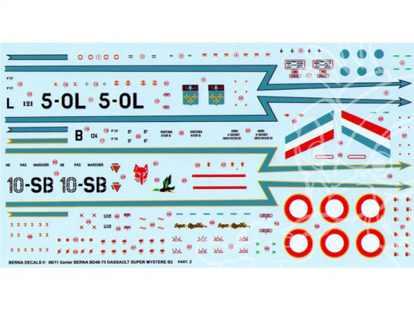 Decalques Berna decals BD48-75 DASSAULT SUPER MYSTERE B2 Partie 2 1/48