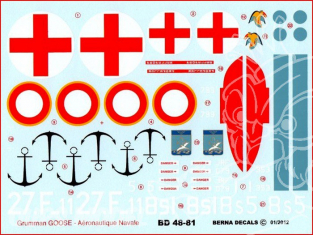 Decalques Berna decals BD48-81 GRUMMAN JRF-5 GOOSE Aeronautique Navale 1/48
