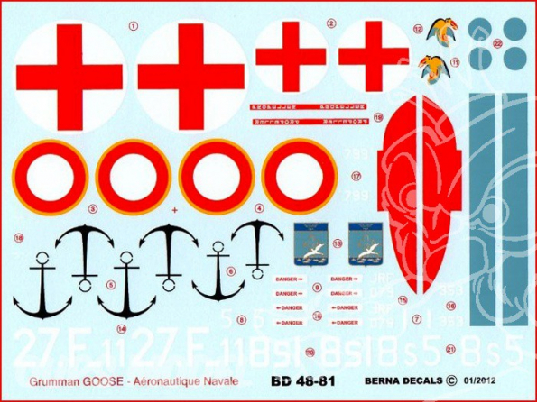Decalques Berna decals BD48-81 GRUMMAN JRF-5 GOOSE Aeronautique Navale 1/48