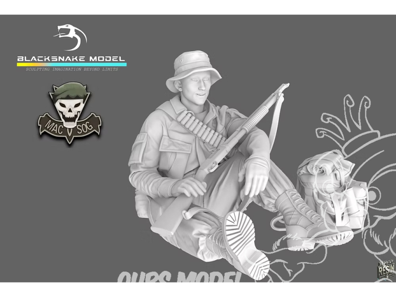 Blacksnake Model figurine SOG-12-48 Soldat MACV SOG figurine 12 1/48