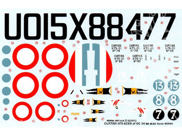 Decalques Berna decals BD48-83 CURTISS H-75 ACES OF GC I/4 1/48