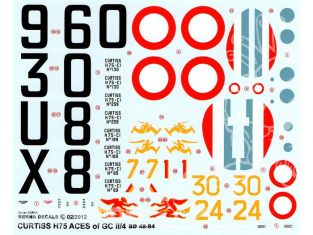 Decalques Berna decals BD48-84 CURTISS H-75 ACES OF GC II/4 1/48