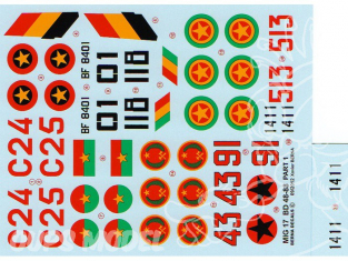 Decalques Berna decals BD48-88 MiG-17 AFRICAN AIR FORCES Partie 1 1/48
