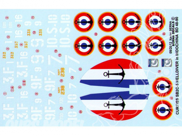 Decalques Berna decals BD48-90 Curtiss SB2C-5 Helldiver 1/48