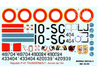 Decalques Berna decals BD32-03 REPUBLIC P-47-D THUNDERBOLT Armee de l Air 1/32