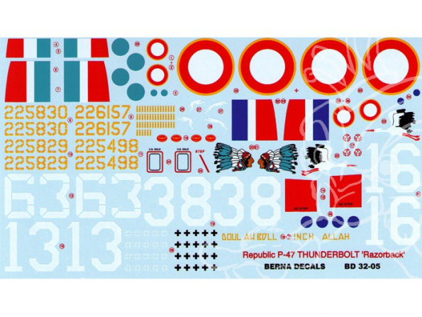 Decalques Berna decals BD32-05 REPUBLIC P-47-D Thunderbolt Razorback 1/32