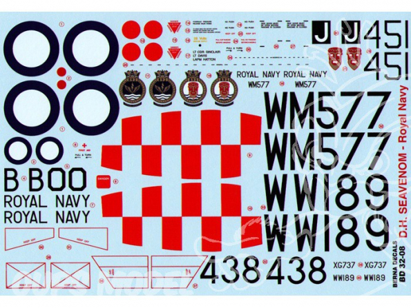 Decalques Berna decals BD32-08 DE HAVILLAND SEA VENOM Royal Navy 1/32