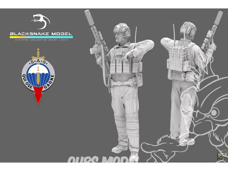 Blacksnake Model figurine SAS-05-48 Soldat Français 1er RPIMA figurine 5 1/48