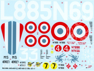 Decalques Berna decals BD32-17 MORANE SAULNIER 406 ACES 1/32