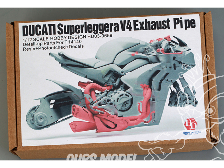 Hobby Design kit d'amélioration moto HD03-0659 Echappement Ducati Surleggera V4 Tamiya 1/12
