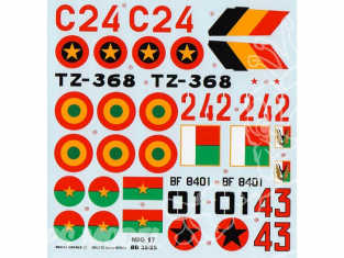 Decalques Berna decals BD32-25 MiG-17 AFRICAN AIR FORCES 1/32