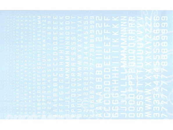 Decalques Berna decals BD-04 Chiffres et lettres identification blanc type 45 1-2-3-4-6mm