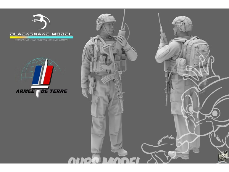 Blacksnake Model figurine FR-09-48 Soldat Français "Radio" Figurine 9 1/48