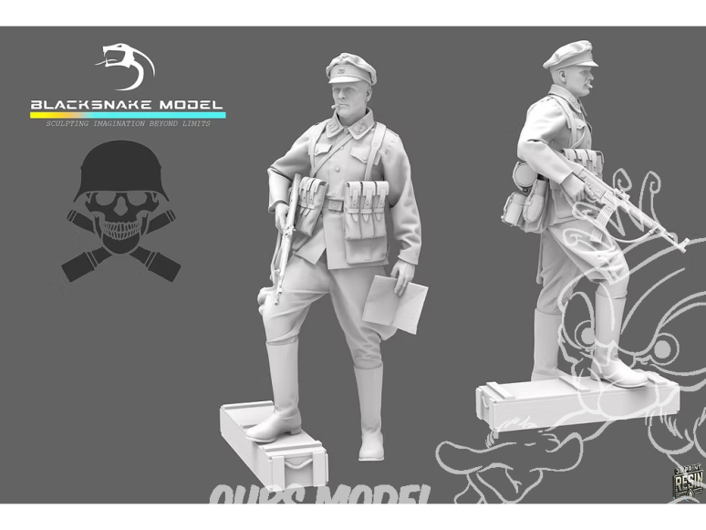 Blacksnake Model figurine Waffen-01-48 Officer Waffen SS figurine 1 1/48