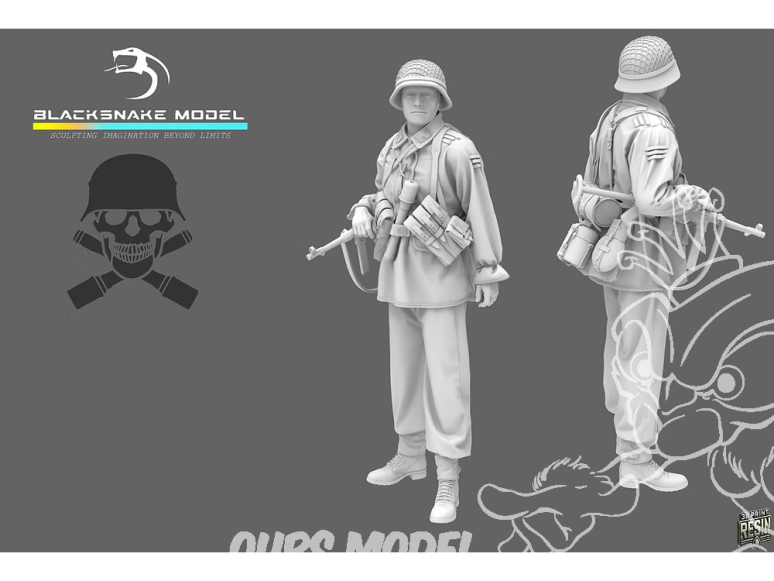 Blacksnake Model figurine Waffen-03-48 Soldat Allemand Waffen SS figurine 3 1/48