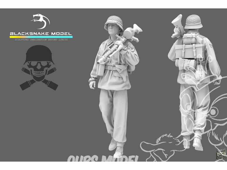 Blacksnake Model figurine Waffen-06-48 Soldat Allemand Waffen SS avec MG34 figurine 6 1/48