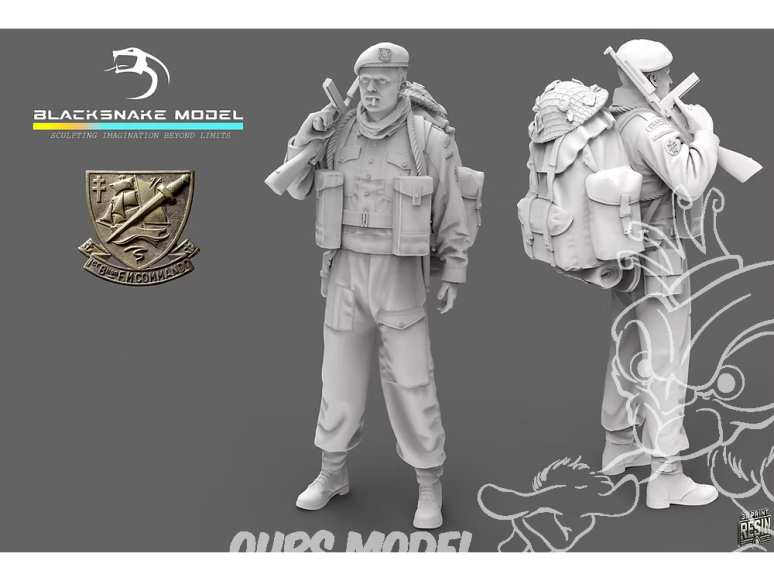Blacksnake Model figurine K-07-16 Soldat commando Kieffer figurine 7 Fusilier 1/16