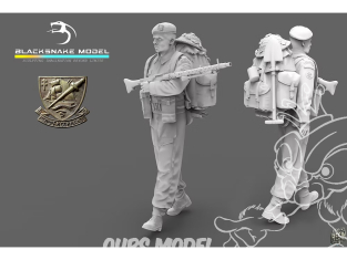 Blacksnake Model figurine K-10-16 Soldat commando Kieffer figurine 10 Mitrailleur MG 34 1/16