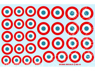 Decalques Berna decals BD-10 Cocardes Francaises 35-40 17-24mm