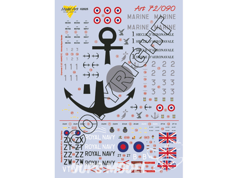 Decalques Model Art 72/090 Grumman E-2C Hawkeye et Westland SEA KING HC.4 Commando 1/72