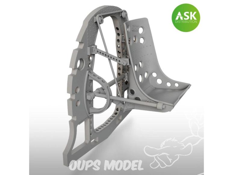 ASK Art Scale Kit accessoire A48050 Cloison A6M avec siège en position intermédiaire Finemolds 1/48