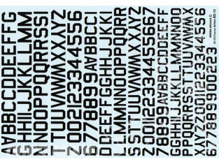 Decalques Berna decals BD-15 Chiffres et lettres identification noir type 45 10-12-14mm