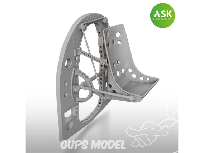 ASK Art Scale Kit accessoire A48054 Cloison A6M avec siège en position intermédiaire Tamiya 1/48