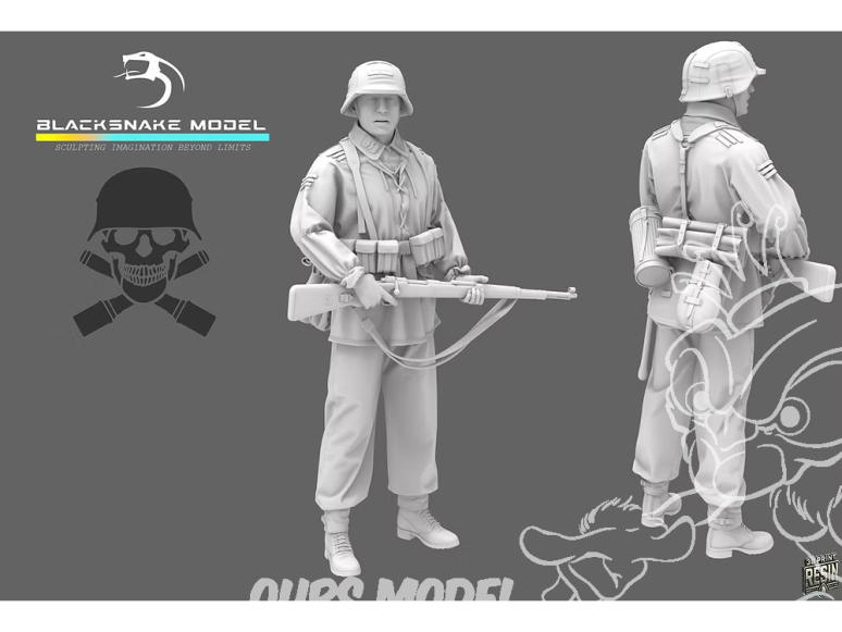 Blacksnake Model figurine Waffen-02-16 Soldat Allemand Waffen SS figurine 2 1/16