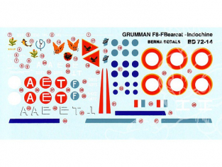 Decalques Berna decals BD72-14 GRUMMAN F8F-1 BEARCAT Indochine 1/72