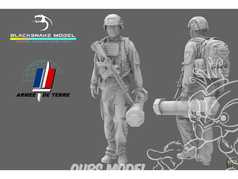 Blacksnake Model figurine FR-14-16 Soldat Français "Lanceur Eryx" Figurine 14 1/16
