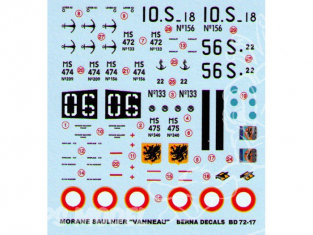 Decalques Berna decals BD72-17 Morane Saulnier VANNEAU 1/72