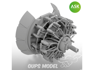 ASK Art Scale Kit accessoire A72026 Nakajima Sakae 12 moteur avec echappement et volets ouverts Tamiya 1/72