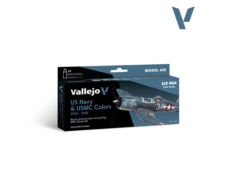 Vallejo Set Air War series 71157 Couleurs de l'US Navy et de l'USMC 1940-1945 8x17ml