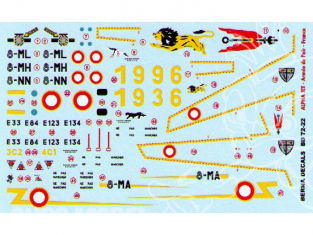 Decalques Berna decals BD72-22 DASSAULT ALPHA JET Armee de l Air FRANCE 1/72