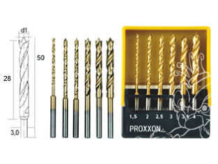 Proxxon outillage 28876 Jeu de 6 forets en HSS avec pointe de centrage en boîte de rangement,