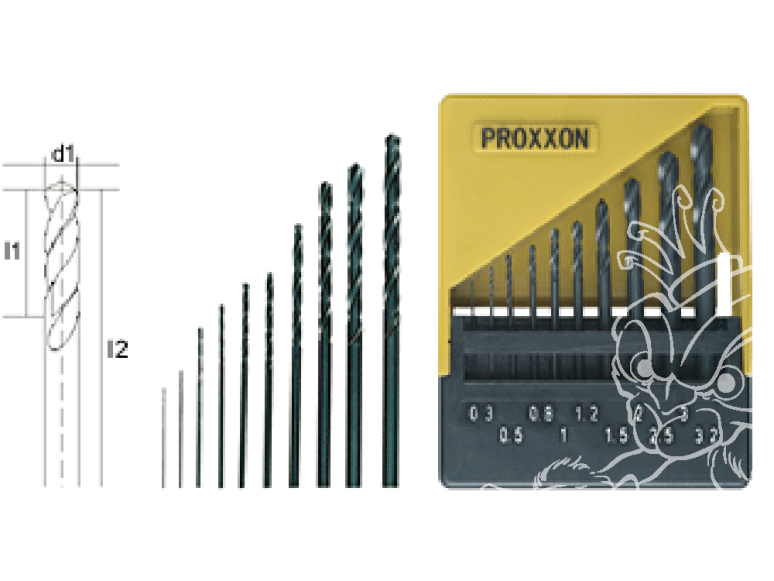 Proxxon outillage 28874 Jeu de 10 forets HSS DIN 338 0,3 - 3,2mm en boîte de rangement,