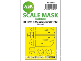 ASK Art Scale Kit Mask M32127 Messerschmitt Bf 109K-4 Kotare Recto 1/32