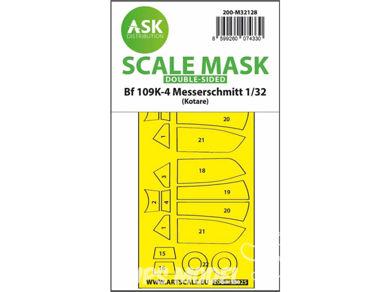 ASK Art Scale Kit Mask M32128 Messerschmitt Bf 109K-4 Kotare Recto Verso 1/32
