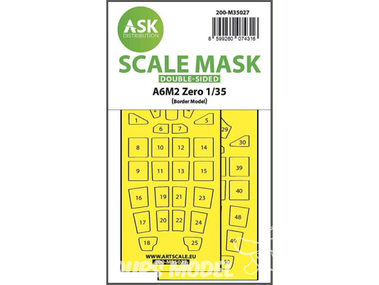 ASK Art Scale Kit Mask M35027 A6M2 Zero Border Model Recto Verso 1/35